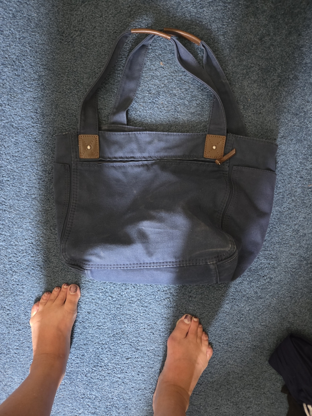Everyday Navy Canvas Tote with Leather Accents